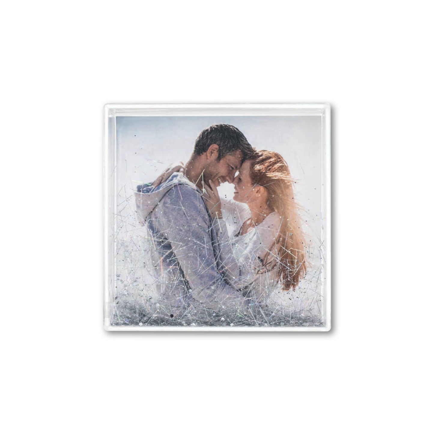 Photo Globe Quadrato Personalizzato - Cornice con Glitter e Liquido - 10x10