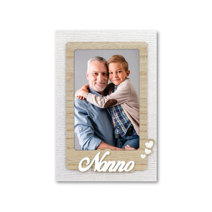 Cornice da Tavolo Mamma, Papà, Nonni e Zii - Portafoto in Legno con Scritta 10x15 Verticale