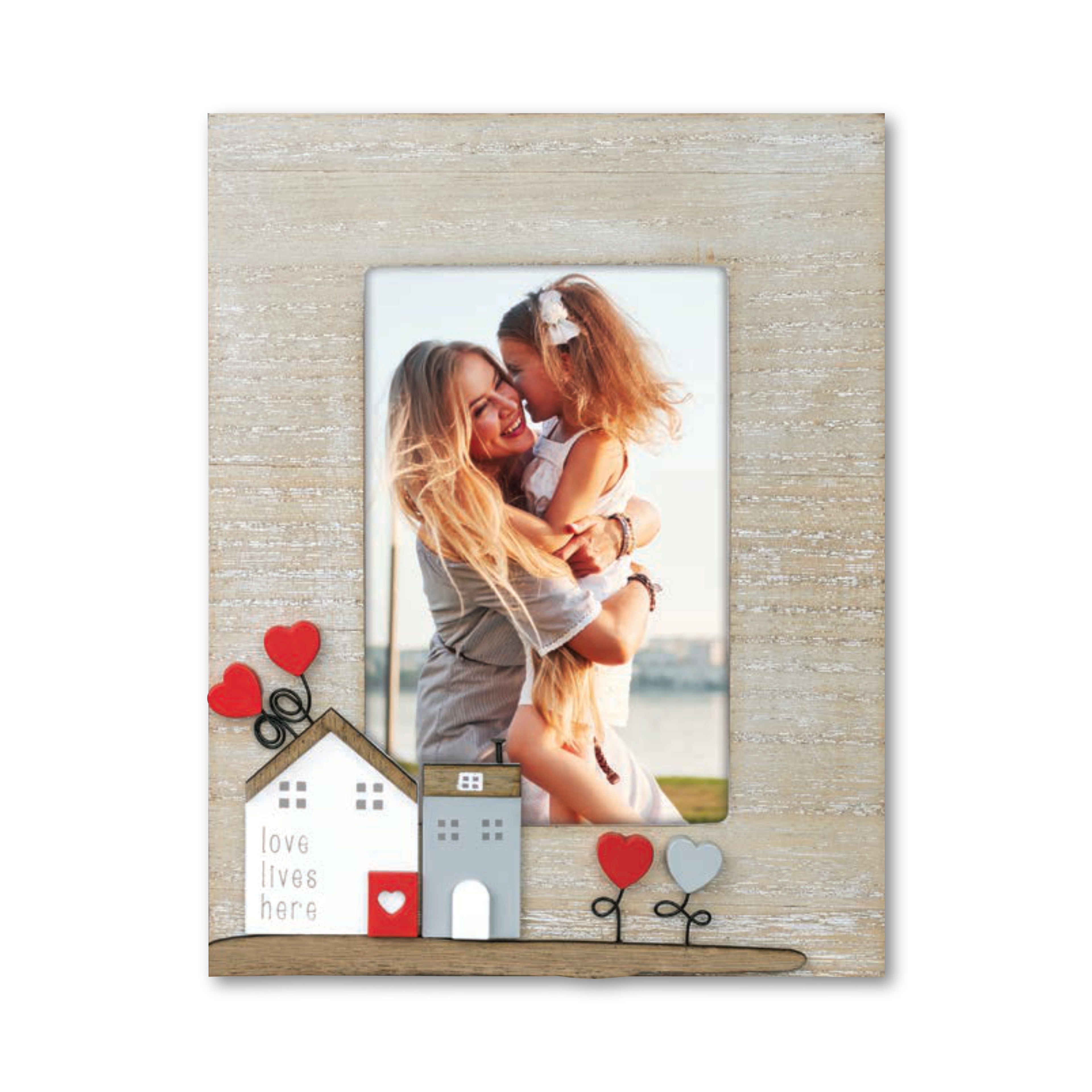 Cornice da Tavolo Famiglia - Portafoto in Legno con Scritta