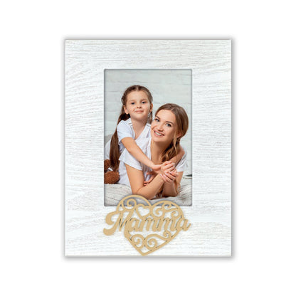 Cornice da Tavolo Mamma, Papà, Nonno e Nonna - Portafoto in Legno con Scritta 10x15