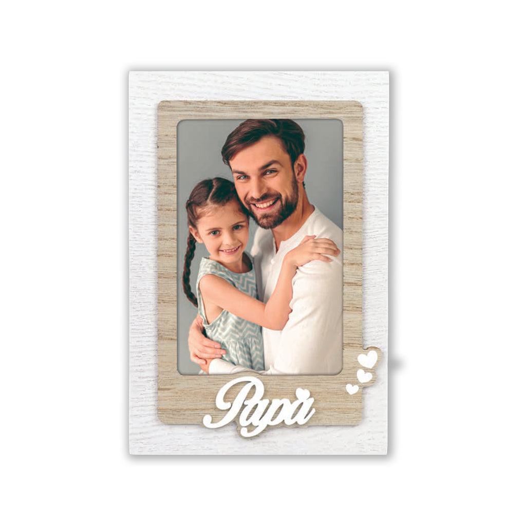 Cornice da Tavolo Famiglia - Portafoto in Legno con Scritta