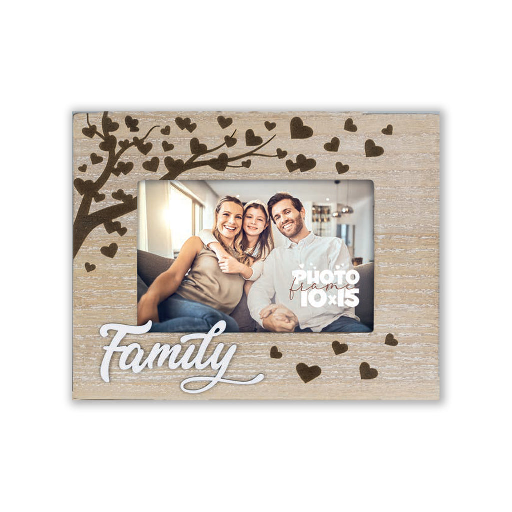 Cornice da Tavolo Famiglia - Portafoto in Legno con Scritta