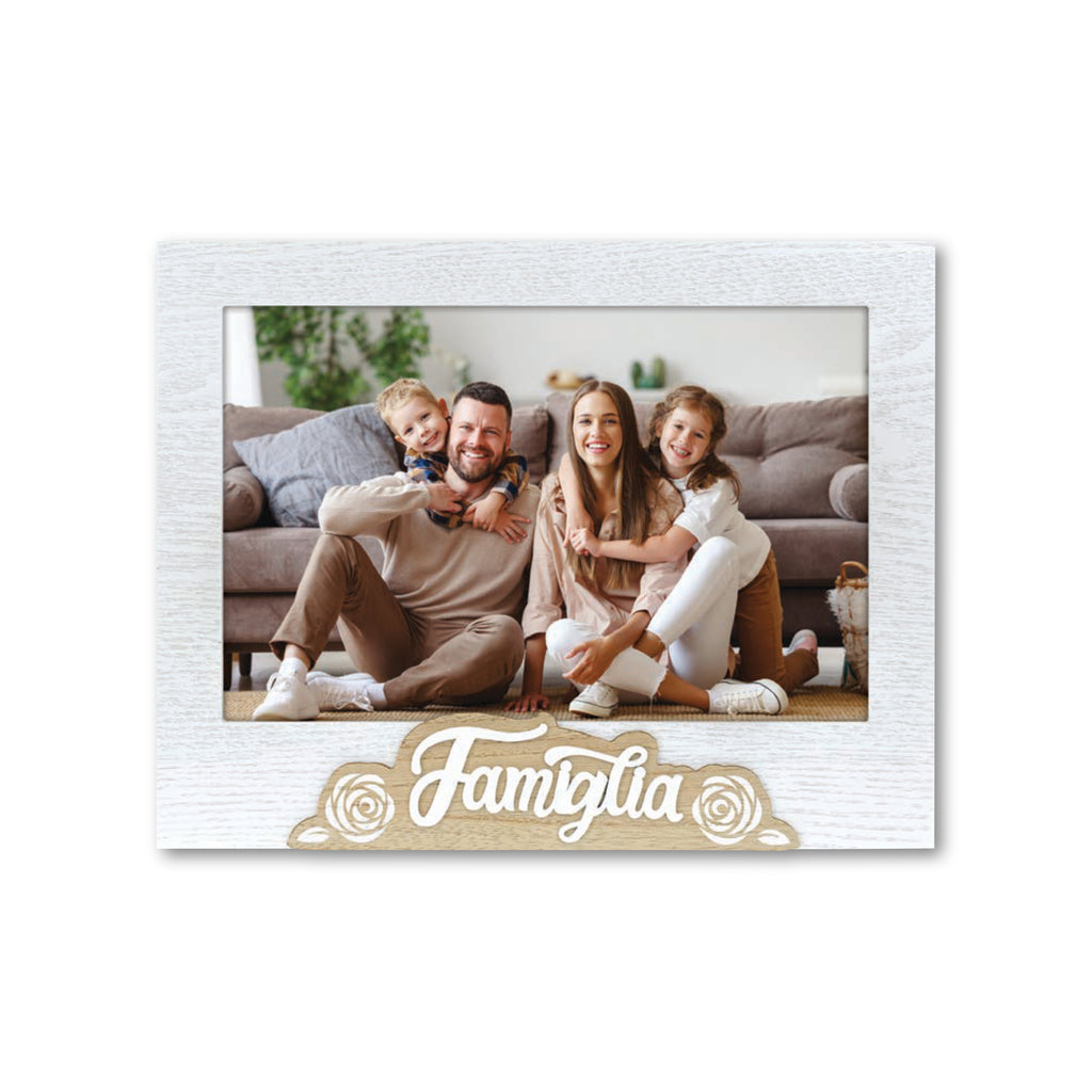 Cornice da Tavolo Famiglia - Portafoto in Legno con Scritta