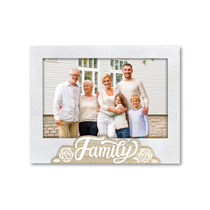 Cornice da Tavolo Family o Famiglia - Portafoto in Legno con Scritta 15x20, Regalo Nonni