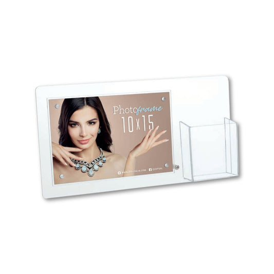 Cornice Porta Biglietti da Visita e Portaoggetti - Formato 10x15 - Espositore per Brand e Scrivania