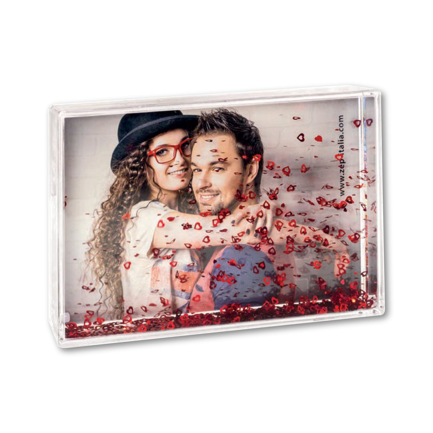 Photo Globe Rettangolare Personalizzato - Cornice con Glitter e Liquido - 10x15