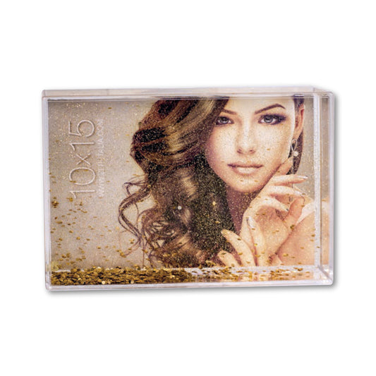 Photo Globe Rettangolare Personalizzato - Cornice con Glitter e Liquido - 10x15