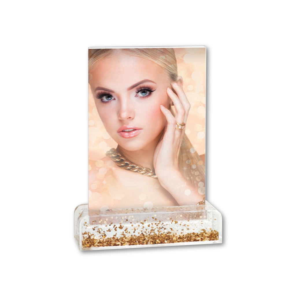 Photo Globe Verticale con Base Glitter Personalizzato