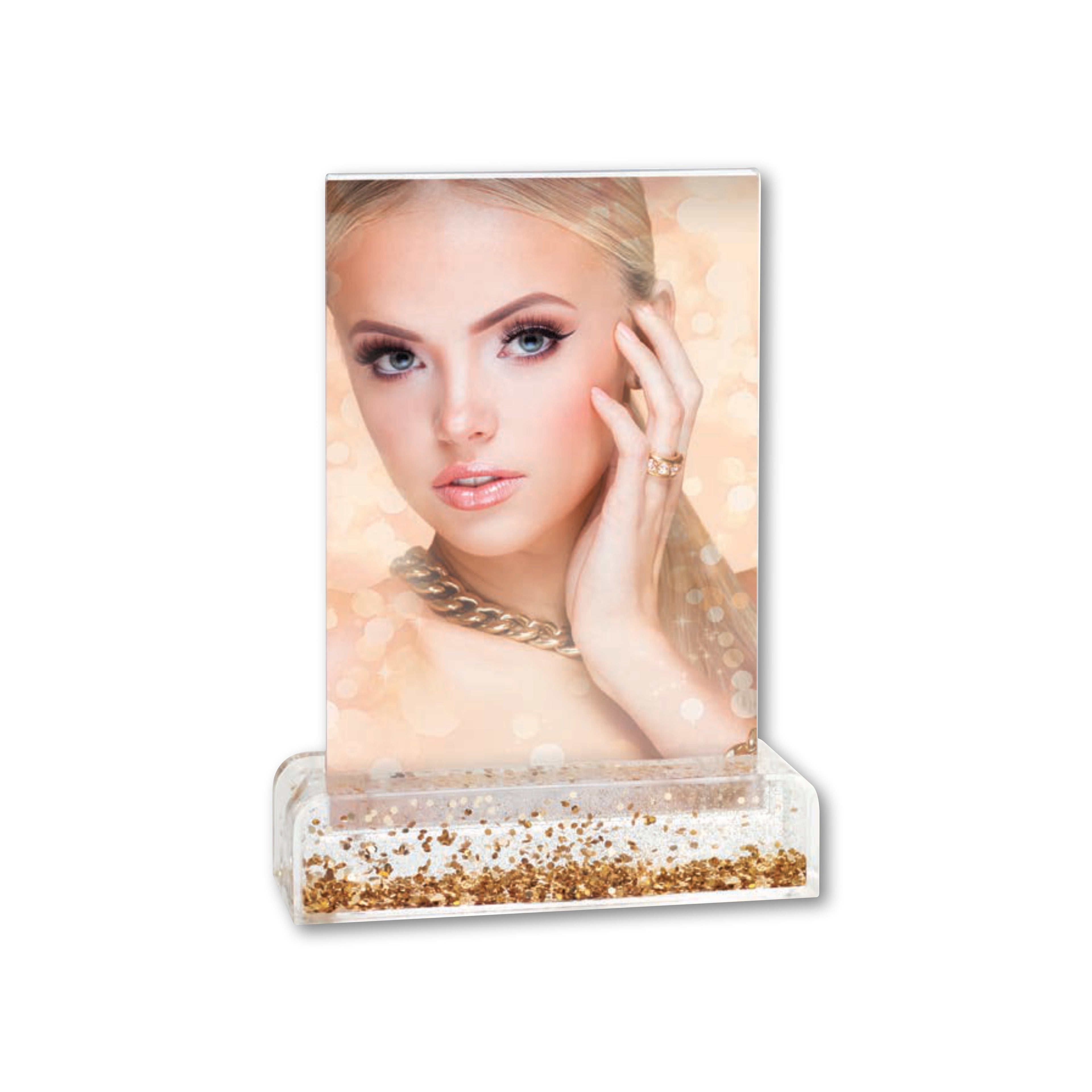 Photo Globe Verticale con Base Glitter Personalizzato