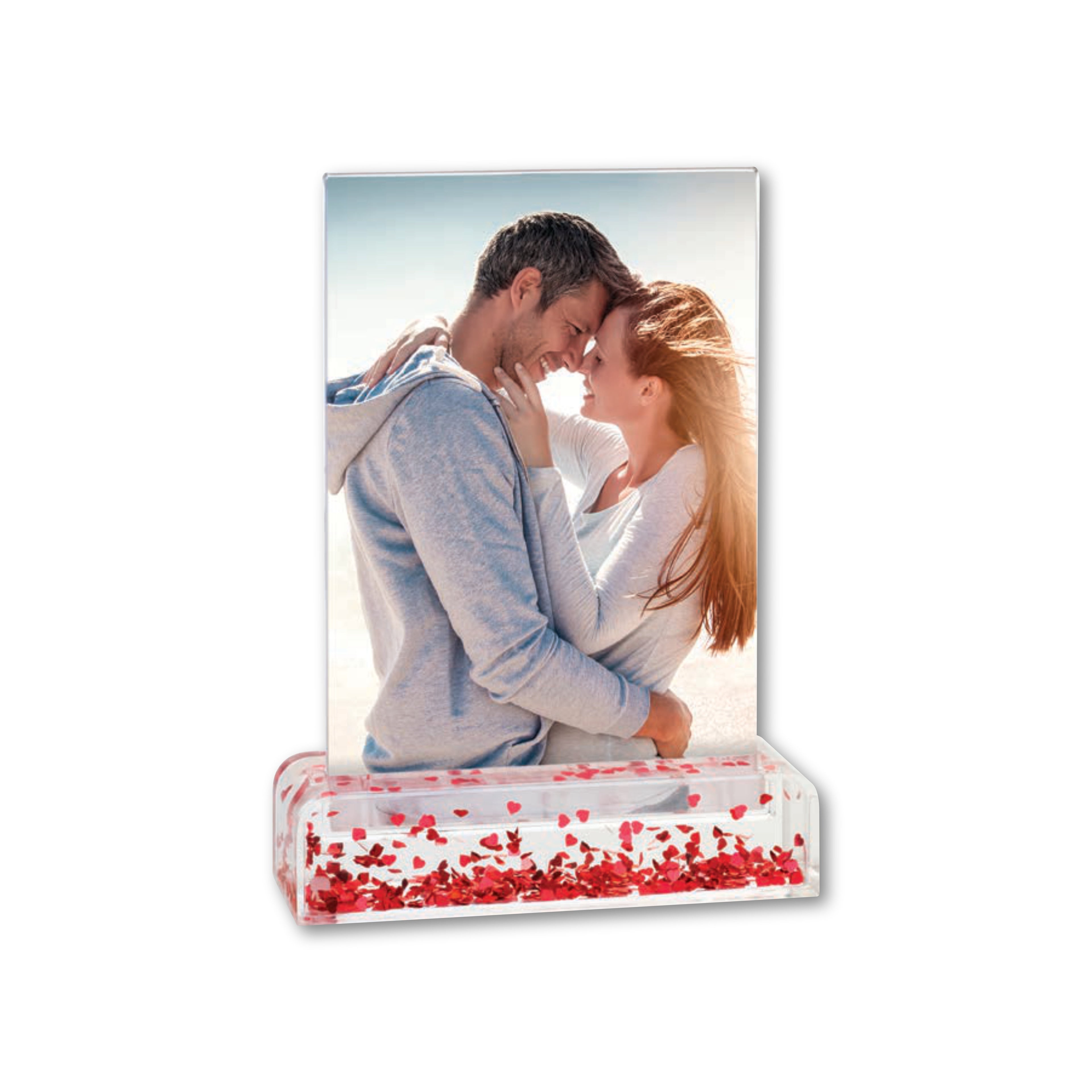 Photo Globe Verticale con Base Glitter Personalizzato