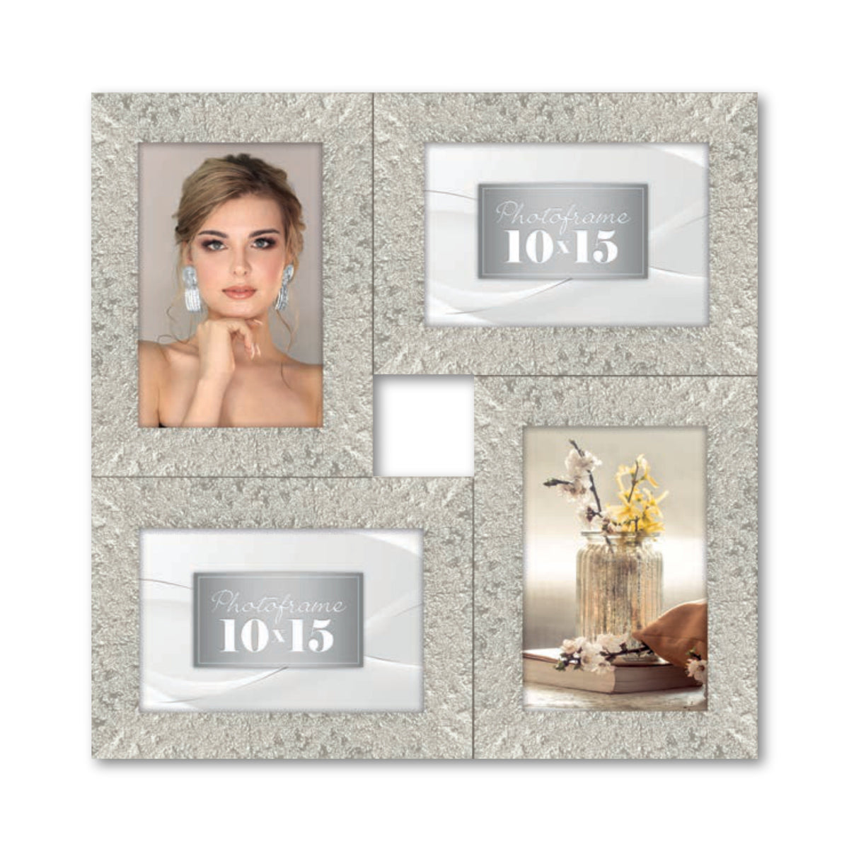 Cornice Multifoto Silver o Gold - Portafoto Multiframe da Tavolo per Famiglia e Ricordi
