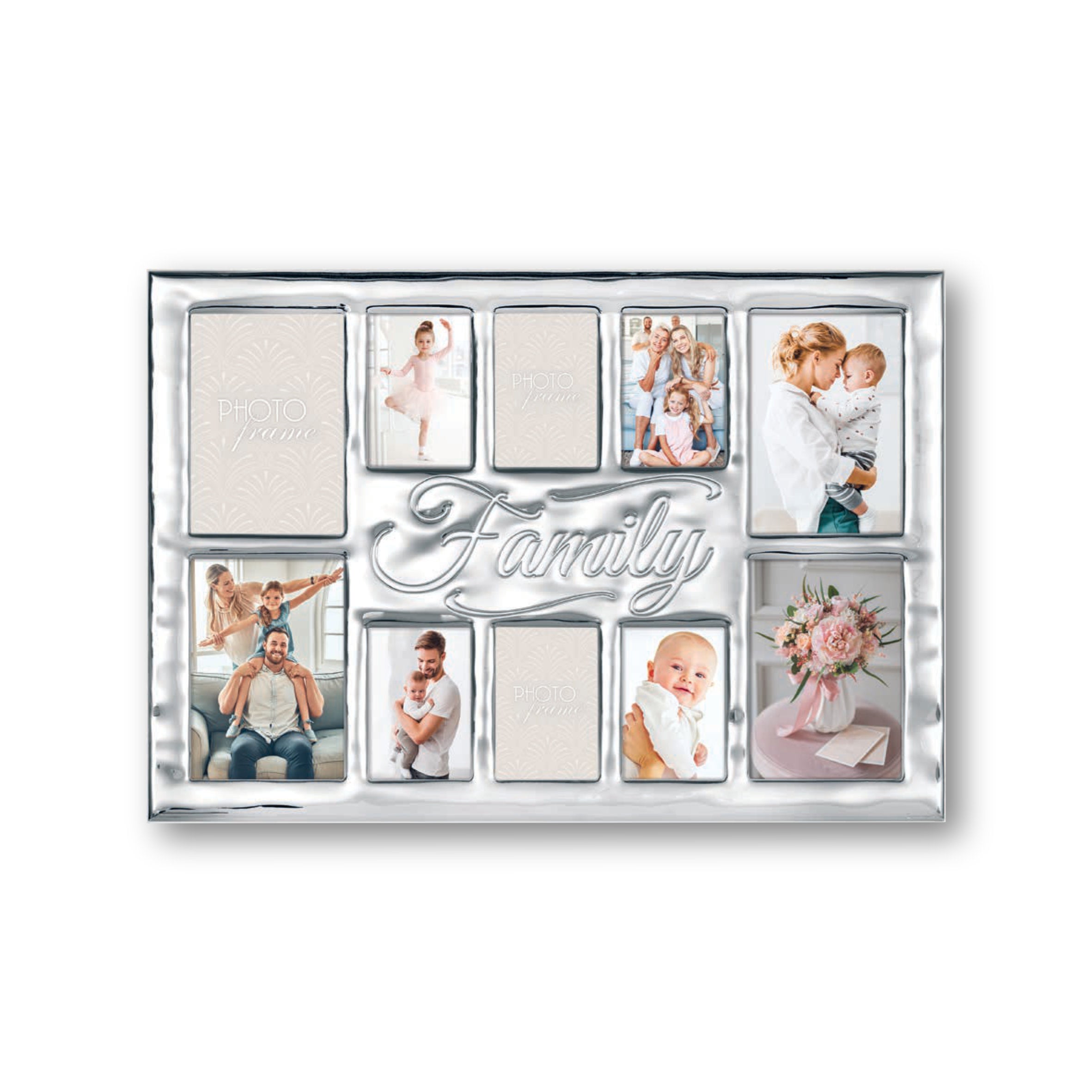 Cornice Multifoto in Silver - Portafoto Multiframe per Famiglia e Ricordi