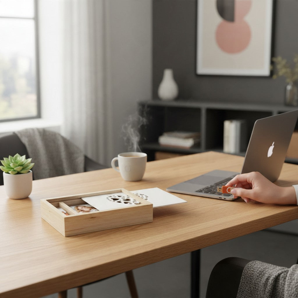 Scatola Box Porta Foto in Legno Personalizzata - Contenitore Ricordi per Archiviare Fotografie
