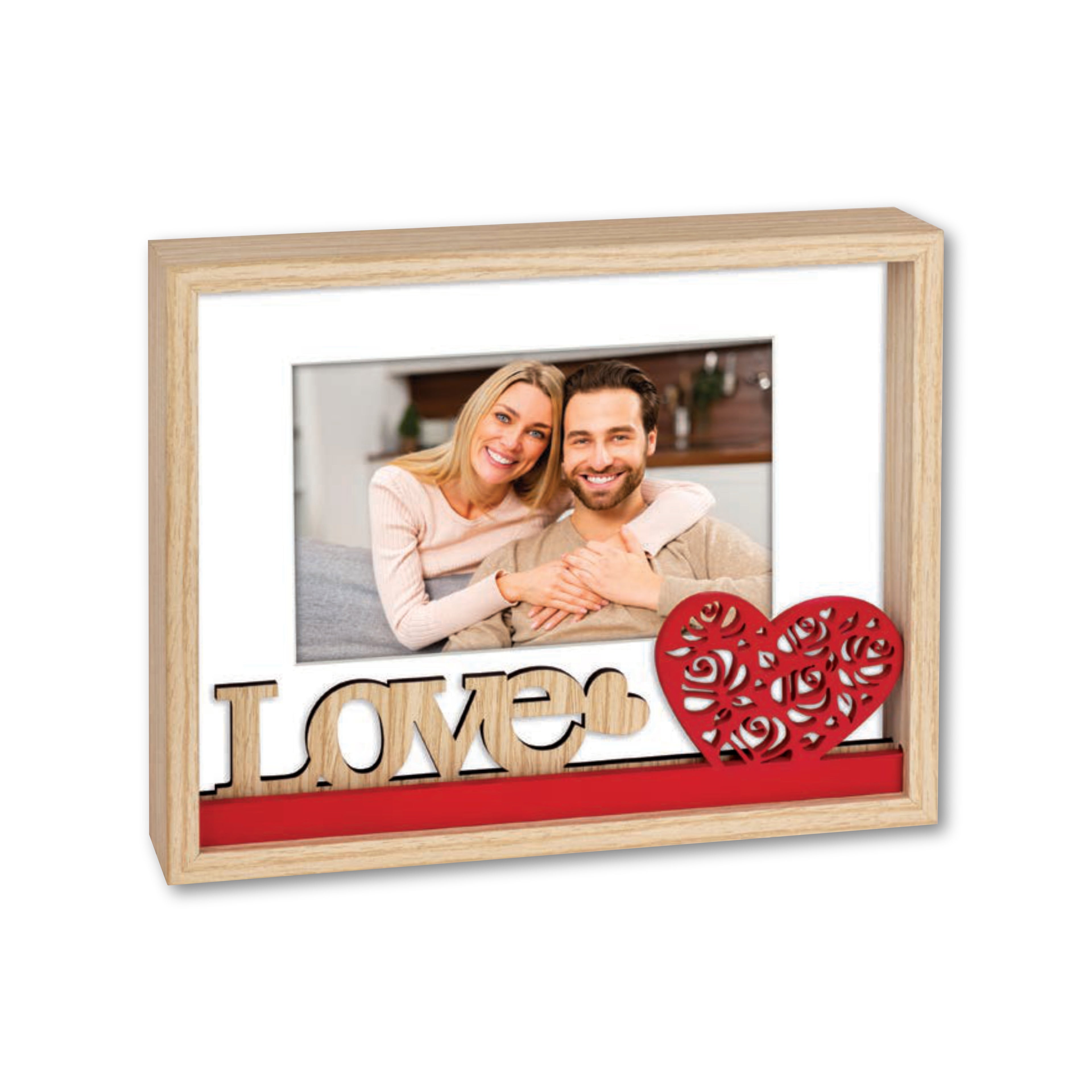 Cornice da Tavolo Love - Portafoto Romantico in Legno
