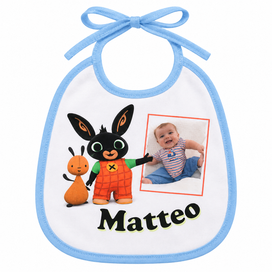 Bavaglino Personalizzato con Foto e Nome per Neonati - Bavaglino Pappa Rosa o Blu, Regalo Nascita
