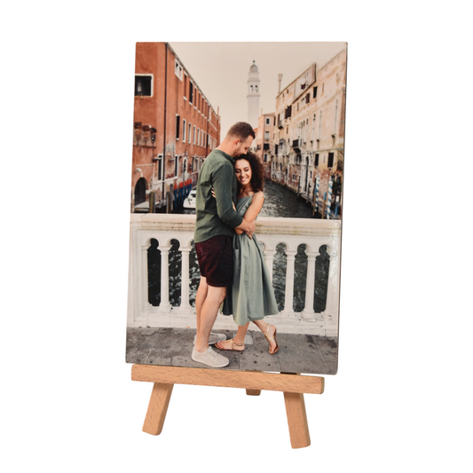 Pannello decorativo FotoGrafica con stampa fotografica personalizzata di una coppia su un ponte di Venezia