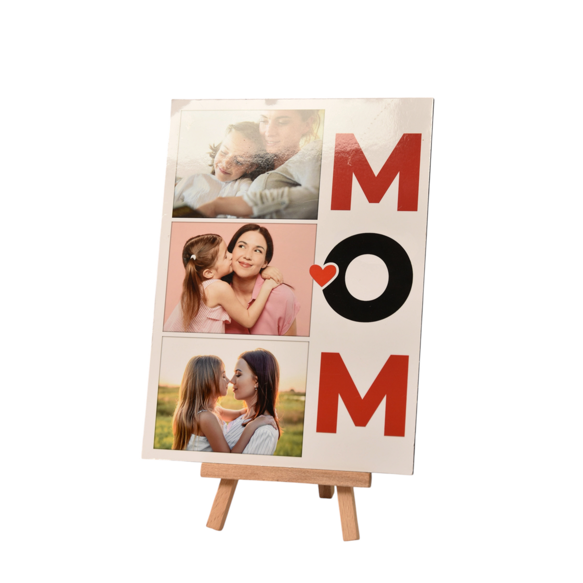 Pannello decorativo personalizzato FotoGrafica con foto di mamma e figlia e scritta MOM, idea regalo per la festa