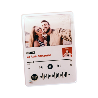 Targa decorativa personalizzata FotoGrafica stile Spotify con foto di coppia e codice musicale scansionabile