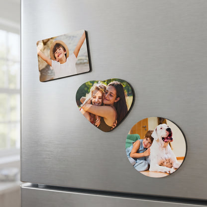 Magnete Portafoto per Frigo Personalizzato - Calamita con Foto a Cuore, Rotonda o Quadrata