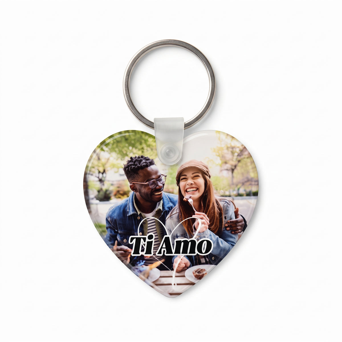 Portachiavi Personalizzato con Foto - Portachiavi a Cuore o Rettangolare, Idea Regalo