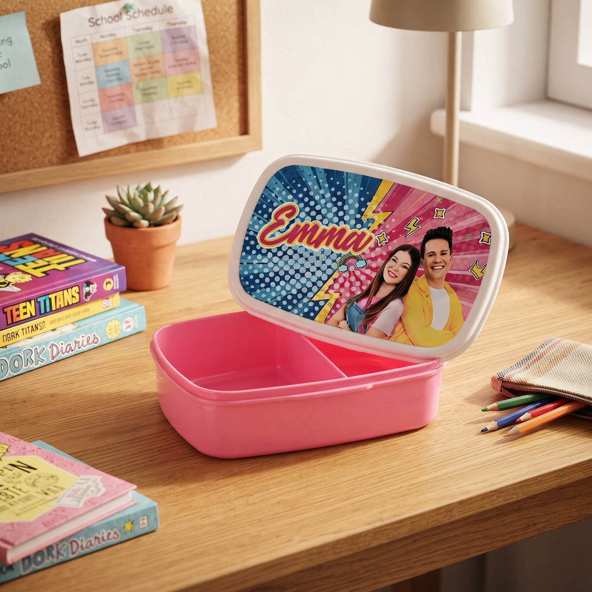 Porta Pranzo per Bambini Personalizzato con Foto o Nome - Porta Merenda Rosa o Celeste