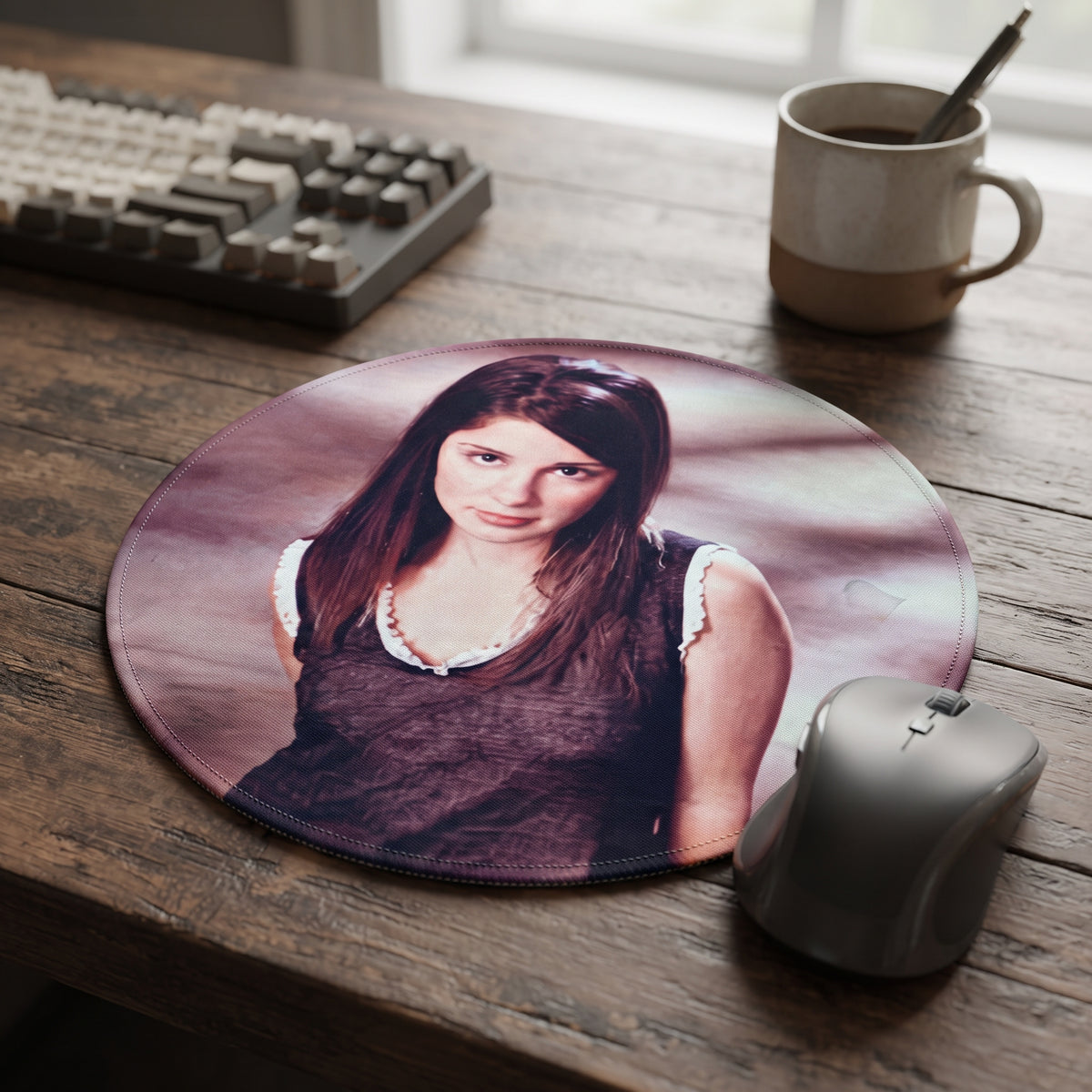 Tappetino Mouse Tondo Personalizzato con Foto - Mousepad Rotondo per Ufficio e Scrivania