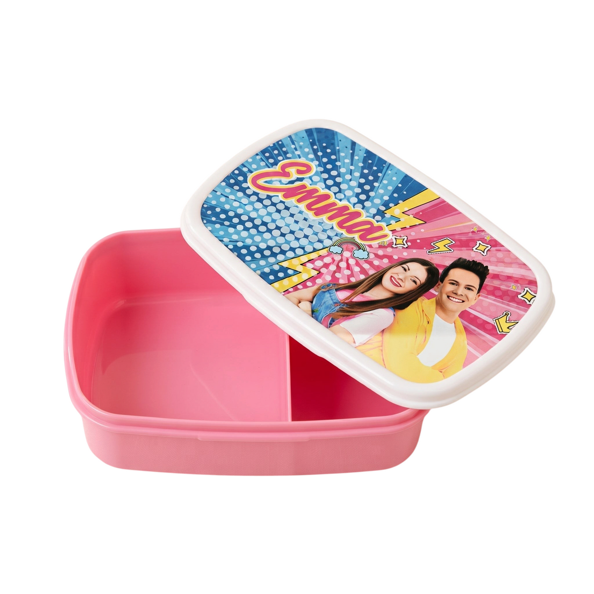 Porta pranzo per bambini FotoGrafica rosa con coperchio personalizzato con foto e grafica pop art colorata