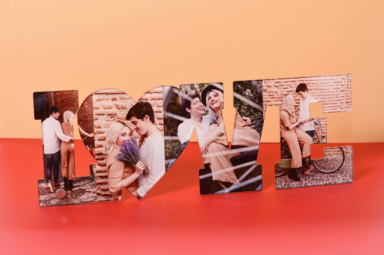 Pannello Sagomato LOVE Personalizzato - Decorazione Portafoto da Tavolo