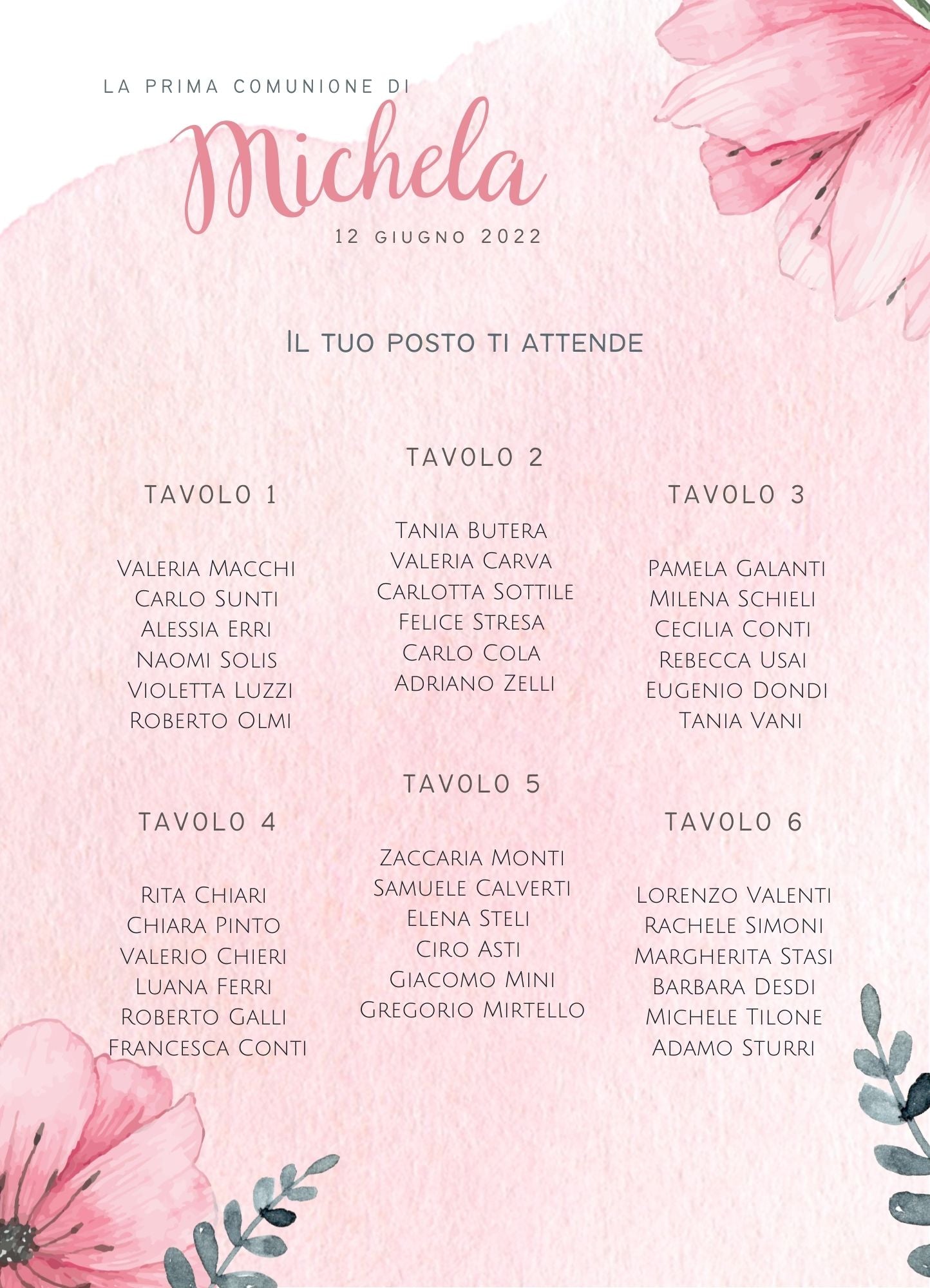 Tableau de Mariage Personalizzato