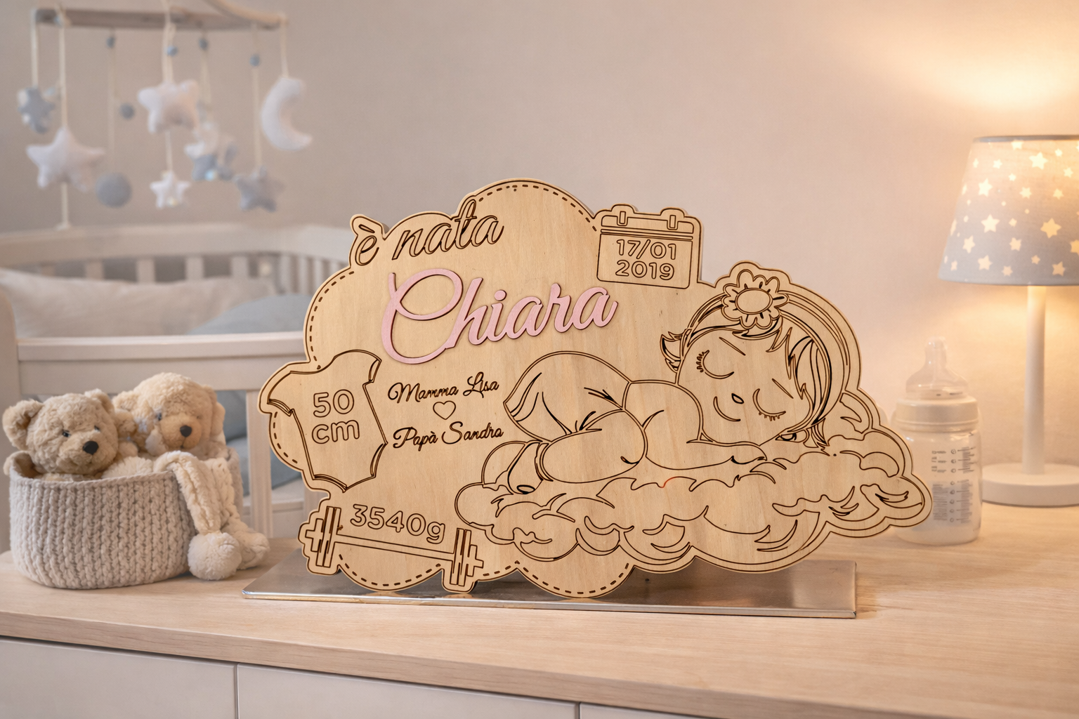 Quadro Nascita Personalizzato - Ricordo Primi Giorni con Dati Nascita