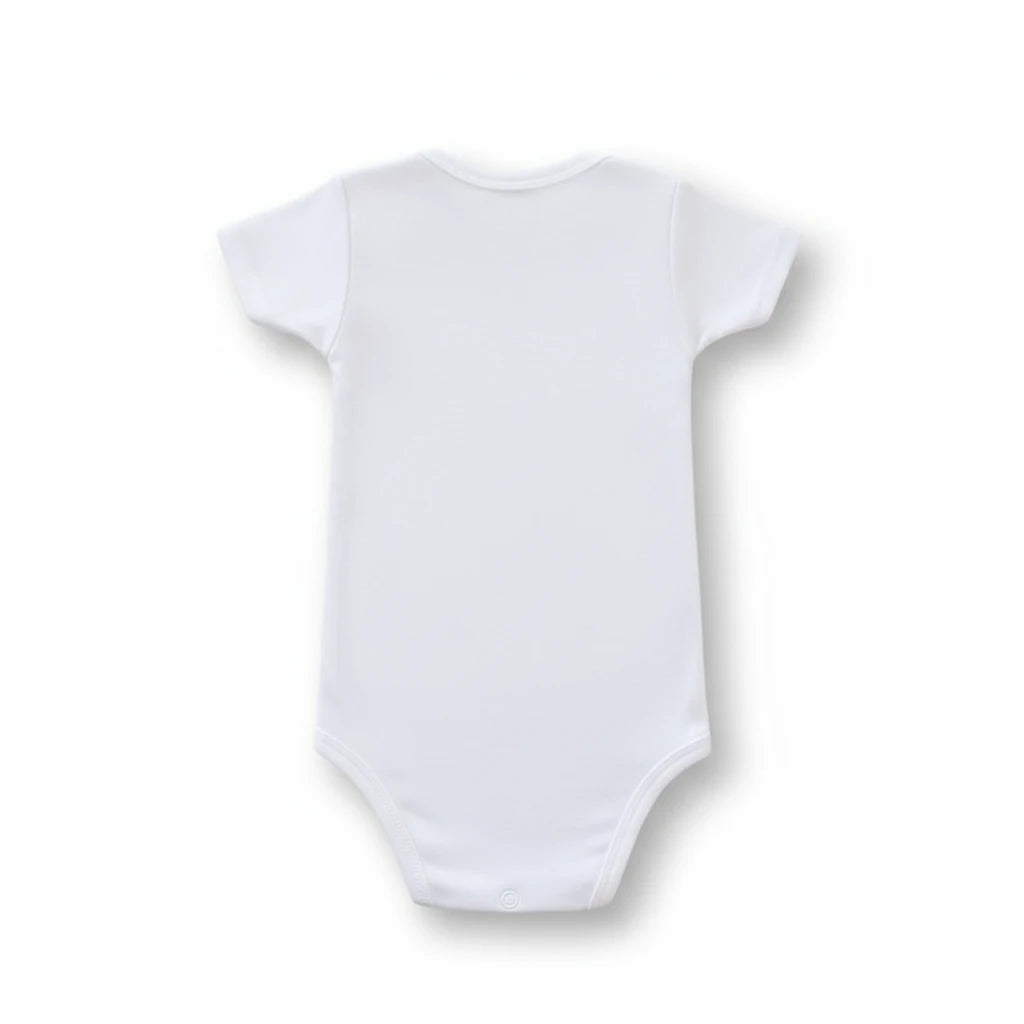 Body per neonato bianco FotoGrafica in cotone a maniche corte, ideale per personalizzazioni con nome o foto.