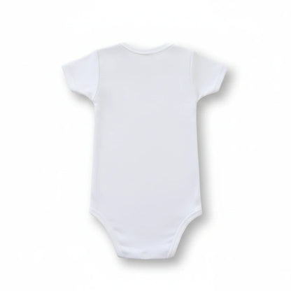 Body per neonato bianco FotoGrafica in cotone a maniche corte, ideale per personalizzazioni con nome o foto.
