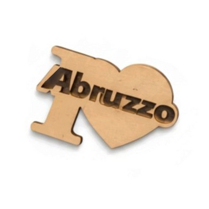 Calamita personalizzata FotoGrafica in legno a forma di cuore con scritta I love Abruzzo incisa