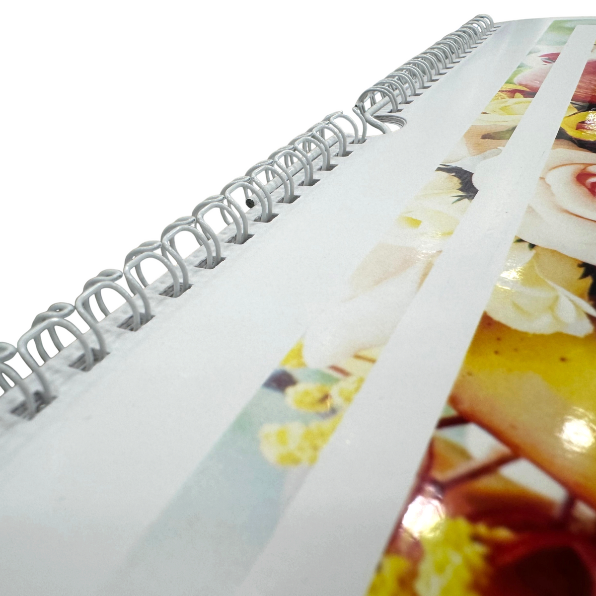 Calendario Brilliance FotoGrafica con rilegatura a spirale metallica bianca e pagine lucide con stampe floreali