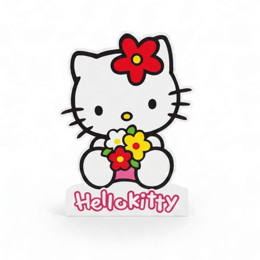 Cartonato sagomato FotoGrafica di Hello Kitty con fiori, decorazione personalizzata per feste ed eventi