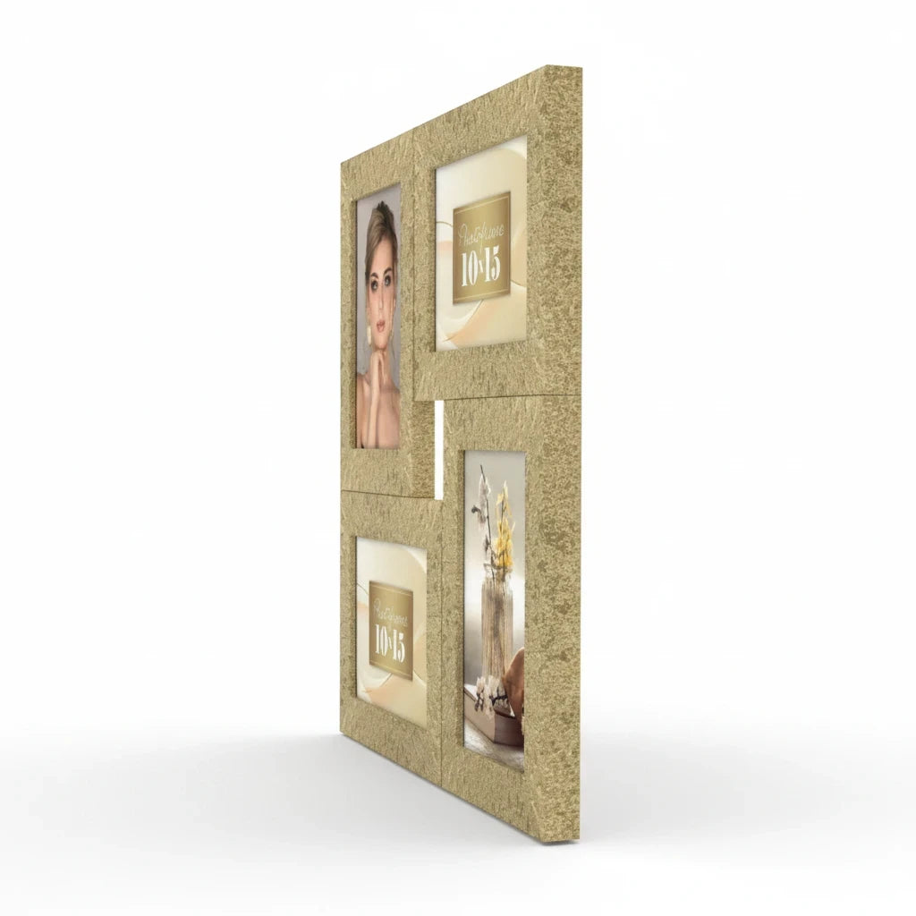 Cornice multifoto FotoGrafica moderna color argento per quattro fotografie con design elegante da tavolo