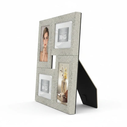 Cornice multifoto FotoGrafica da tavolo in finitura silver per tre fotografie, design moderno ed elegante