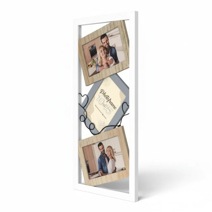 Cornice multiframe FotoGrafica bianca con tre portafoto in legno e grigio per regali romantici di San Valentino