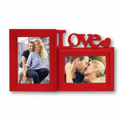Cornice multiframe FotoGrafica rossa con scritta Love, ideale per foto romantiche di coppia e regali di San Valentino