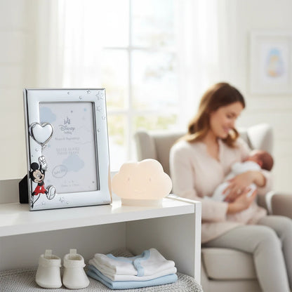 Cornice portafoto FotoGrafica Disney Baby in argento con Topolino, ideale per nascita e battesimo in cameretta