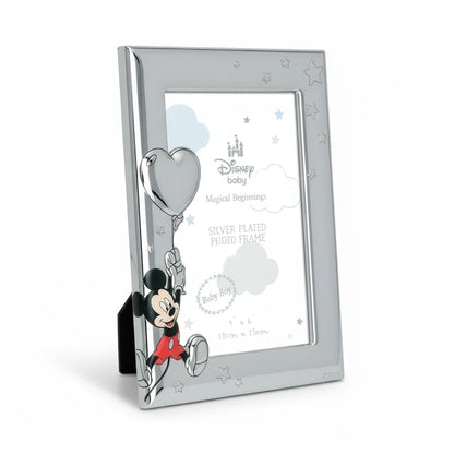 Cornice portafoto FotoGrafica Disney Baby in argento con Topolino e decorazioni a forma di stella per neonati