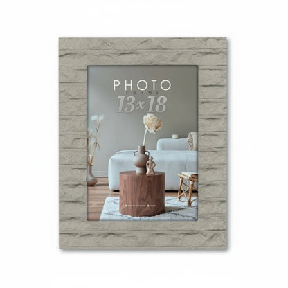 Cornice portafoto da tavolo FotoGrafica in tonalità grigio tortora con texture effetto pietra naturale