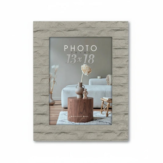 Cornice portafoto da tavolo FotoGrafica in tonalità grigio tortora con texture effetto pietra naturale