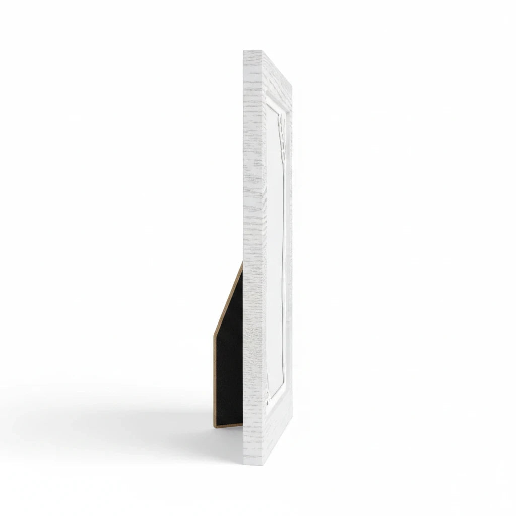 Cornice portafoto FotoGrafica per Prima Comunione 10x15 cm in legno bianco con venature a vista, vista laterale