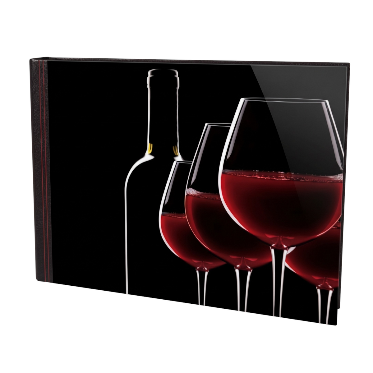 Fotolibro orizzontale FotoGrafica con copertina rigida lucida raffigurante calici di vino rosso su sfondo nero