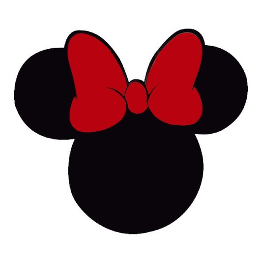 Insegna luminosa FotoGrafica a forma di sagoma di Minnie con fiocco rosso per cameretta