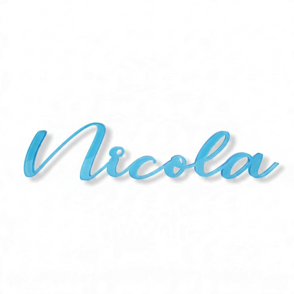 Nome personalizzato 3D FotoGrafica in corsivo blu lucido, ideale come decorazione per eventi o cameretta bambini