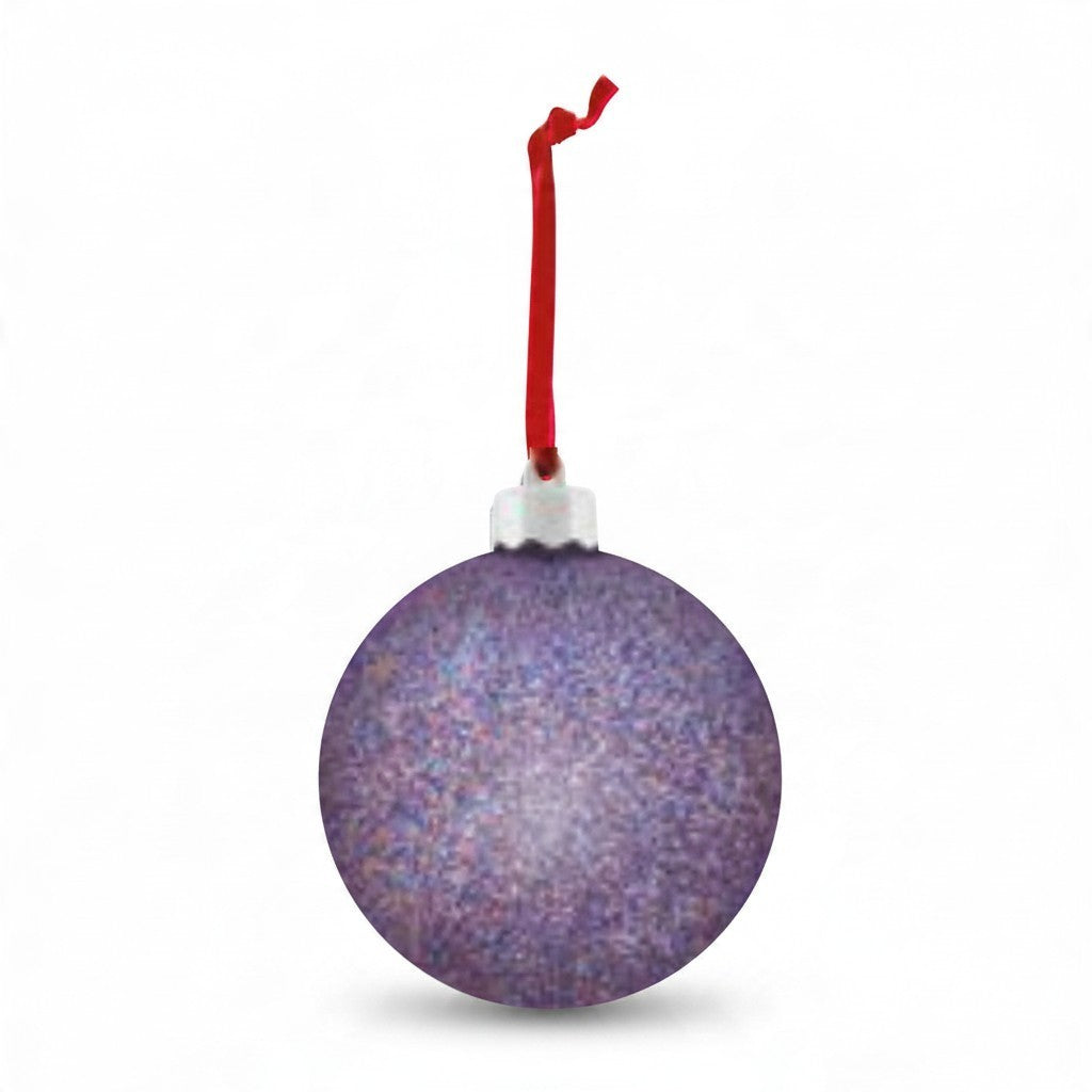 Pallina di Natale FotoGrafica personalizzabile con glitter arcobaleno e nastro rosso per decorazione albero 10x10 cm