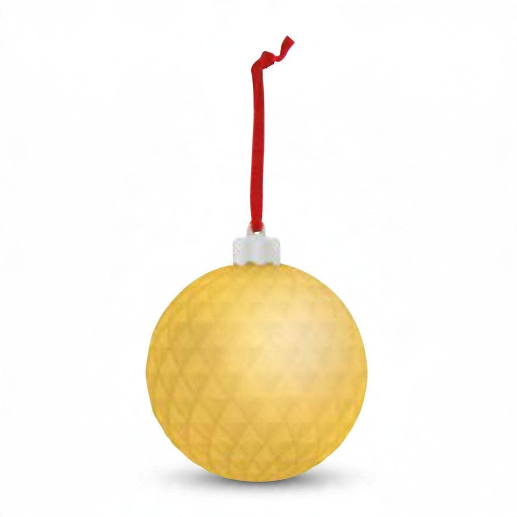 Pallina di Natale FotoGrafica Photo Diamond Gold 10x10 cm con finitura dorata e nastro rosso per albero