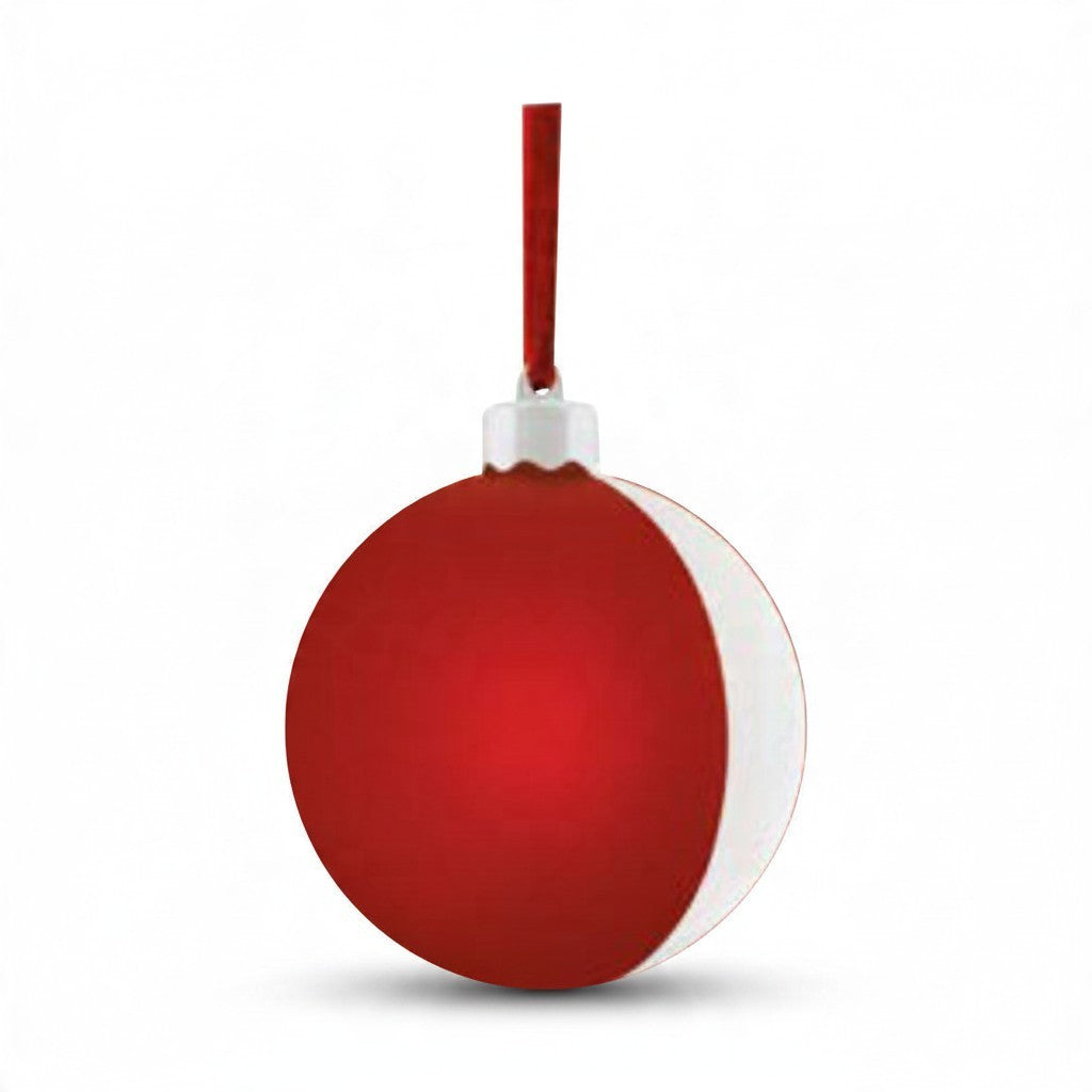Pallina di Natale FotoGrafica rossa in raso 10x10 cm con spazio per inserire una foto personalizzata